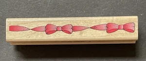 Long Bow Border Christmas Holiday Season Special Occasion Wood Rubber Stamp - Picture 1 of 3