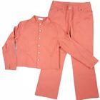 Snazzie Women Knit Blazer Pants 2 pcs set Suit-Pants Rust Orange Pinstripes