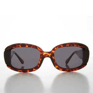 Matte Tortoise Rectangular Mod Style Vintage Sunglass - Blade - Picture 1 of 3