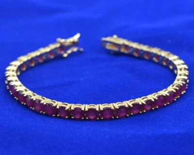 Natural Ruby Bracelet,925 Sterling Silver,Tennis Bracelet,Handmade Bracelet,Gift - Image 1 of 4