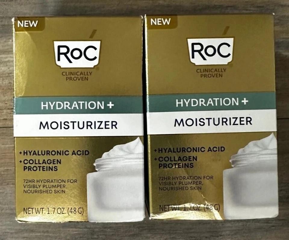 LOT OF 2 RoC Hydration+ Moisturizer Hyaluronic Acid & Collagen 1.7 oz - Image 1 of 1