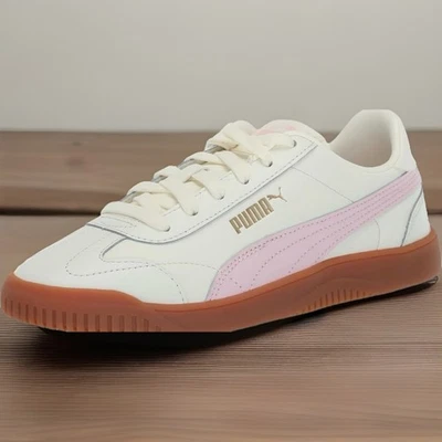 PUMA Sneakers Womens Size 9 White Pink Leather Club 5v5 NEVER WORN OUTDOORS NEW - Image 1 of 4
