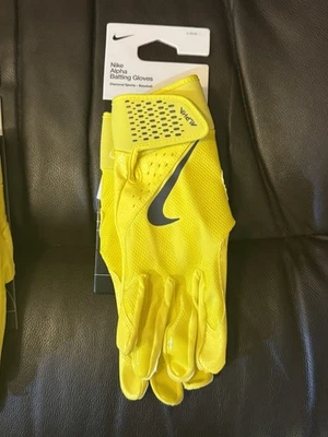 Guantes de bateo de béisbol Nike Alpha talla Lg amarillos Foto 1 de 3