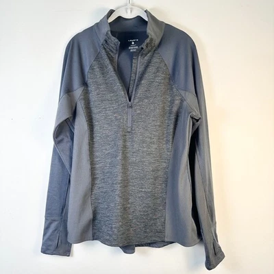 Layer 8 Top Women L Gray Quick Dry Half Zip Mixed Media Gorpcore Athleisure  - Image 1 of 4