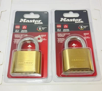 (2) Master Lock Resettable Combination Padlock 2" wide Brass 175D Sealed NEW - Image 1 of 2