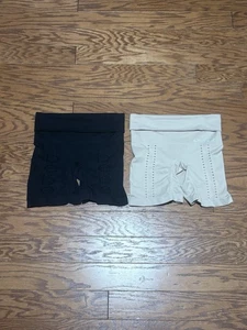 2 Pack Bebe Women's Black & Beige High Wasted Seamless Shaper Shorts, Size 1X - Picture 1 of 8