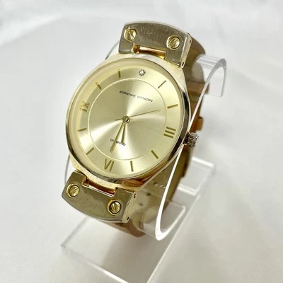 Adrienne Vittadini ADD9553 Gold Tone Quartz  Watch Tan Band NEW BATTERY - Image 1 of 4