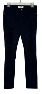 Pantalones de mezclilla ajustados para mujer 28 Le Skinny De Jeanne negros elásticos desgastados - Imagen 1 de 8