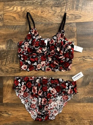 Roupa íntima e bralette de renda galão floral Old Navy NOVO M - Imagem 1 de 4