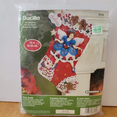 Kit Medias Navidad Fieltro Dulce Hada Bucilla 16" Nuevo Foto 1 de 4