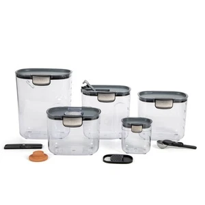 + 9-Piece Airtight Food Storage Container Set – Clear Plastic Flour and Sugar... - Picture 1 of 7