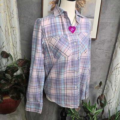 Lauren Ralph Lauren Plaid Button Down Shirt Women's Petite Small Purple B Pink - Image 1 of 4