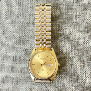 Seiko SQ President Watch Men 36mm Gold Dial Gold Tone Daydate Round 5Y23-8A69 - Picture 1 of 11
