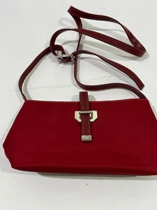 Vintage Etienne Aigner Red Crossbody Purse 10" x 5.5" Canvas Cotton - Picture 1 of 5