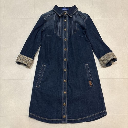 Abito denim Burberry etichetta blu taglia 36 bottoni oro emblema cavallo