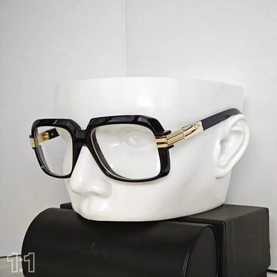 Gafas de sol Cazal marco negro dorado lentes transparentes unisex hiphop + estuche Foto 1 de 4