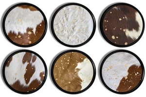 Schrankknöpfe mit Rindsledermuster 6er Set – Western rustikal Schubladengriffe Dekor Geschenk - Bild 1 von 4