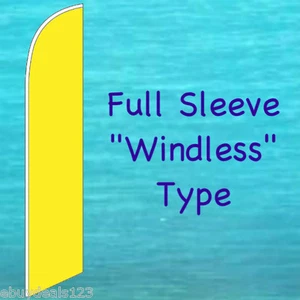 SOLID YELLOW WINDLESS FEATHER FLAG Swooper Flutter Bow Banner Advertising Sign - Picture 1 of 5