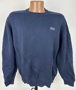 Suéter Vintage Años 90 LANDS END M Azul Marino Algodón Cuello Redondo Tread Corporation Papá - Imagen 1 de 11