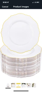 NOCCUR 150PCS Plastic Plates&Silverware-Include 30Dinner Plates, Rose Gold - Picture 1 of 2