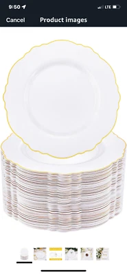 NOCCUR 150PCS Plastic Plates&Silverware-Include 30Dinner Plates, Rose Gold - Image 1 of 2