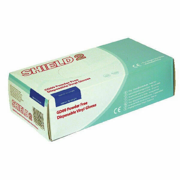 Shield Powder-Free Vinyl Gloves - Pack of 100, L