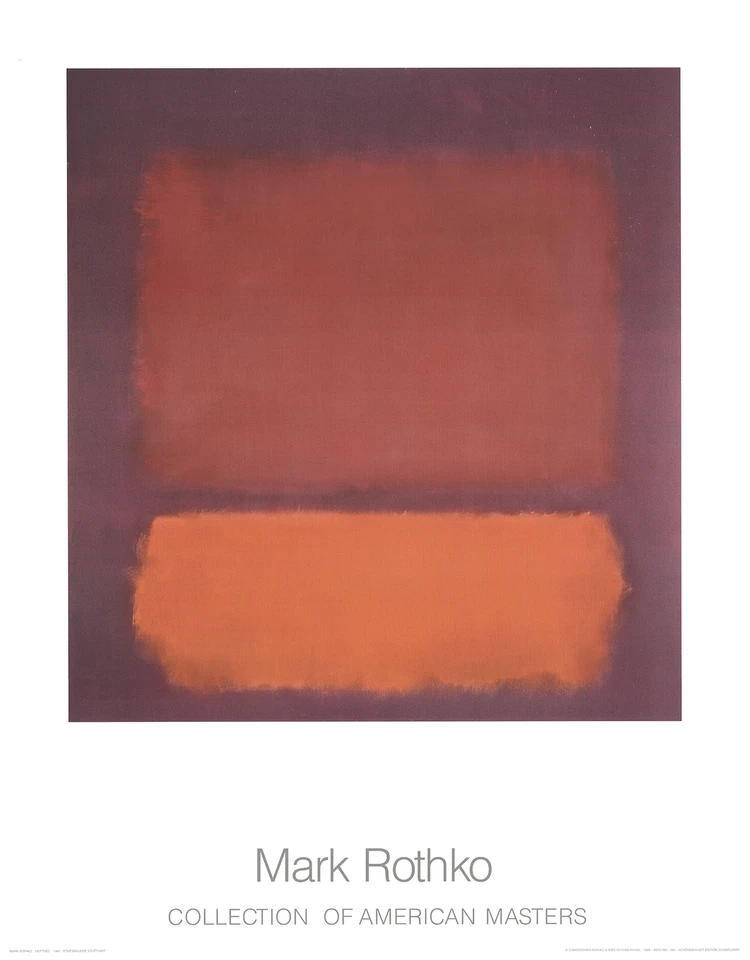 Póster de 35,5" x 27,5" sin título de Mark Rothko 1988 abstracto rojo, naranja, frente Foto 1 de 1