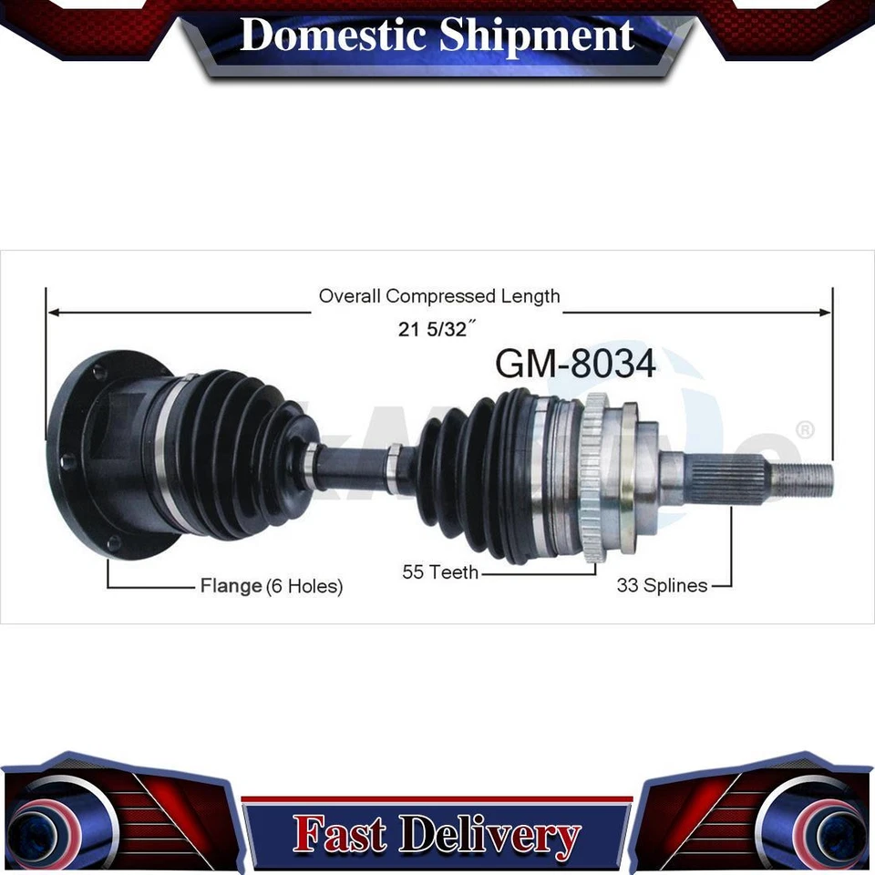 Front Left CV Axle Drive Shaft Joint For Chevrolet K2500 1992 1993 1994 1995 - Image 1 of 1