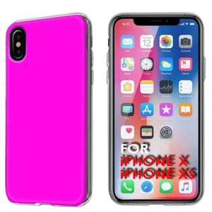 Thin Gel Phone Case Cover Apple iPhone XS,Fuchsia Plain Background Classic Print - Picture 1 of 4