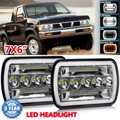 2pc 5X7" 7x6" inch LED Headlight DRL for Toyota Pickup Truck Nissan Pickup 240SX - Image 1 of 4