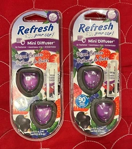 Refresh Your Car! Mini Diffuser Car Air Fresheners Mixed Berry 2 Packs (4 total) - Picture 1 of 4