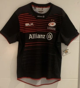 Mens BLK Saracens Rugby Union Black Home 2017-18 Jersey Shirt (XL) FARREL GOODE - Picture 1 of 10