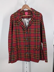 Betsey Johnson X Torrid Plaid Tartan Red Blazer Jacket NWT 4XL Punk Stretch - Picture 1 of 5