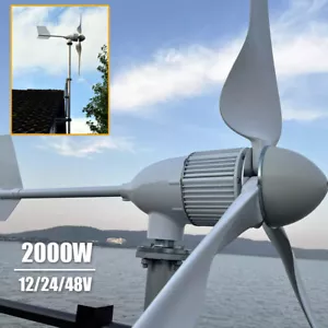 Turbina eolica 2KW 24V48V 3 pale mulino a vento generatore eolico 2000W e regolatore MPPT - Foto 1 di 12