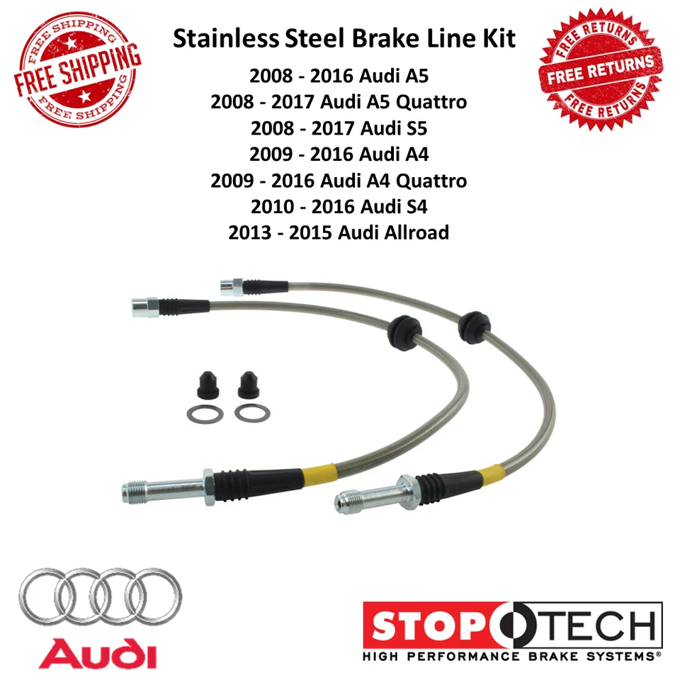 Kit de línea de freno de acero inoxidable centrado StopTech para Audi 09-16 A4 y 08-16 A5 Foto 1 de 4