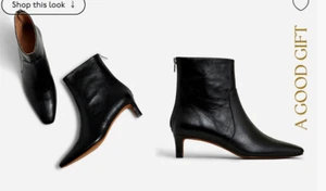 Madewell Womens $198 The Dimes Kitten Heeled Boot Black Size 6 NN026 #520 - Picture 1 of 14