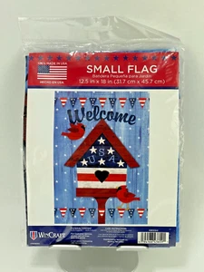 Wincraft - "Welcome" USA Birdhouse & Cardinals Garden Flag #43613322 -NEW/SEALED - Picture 1 of 3