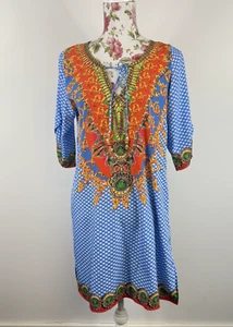 Ruby Yaya dress women's blue tunic 3/4 sleeves knee length boho crystals Size S - Picture 1 of 15