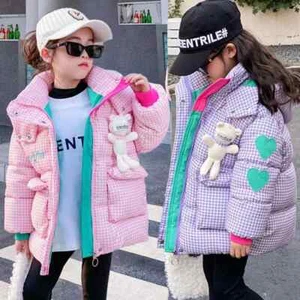 Winter Keep Warm Girls Jacket Grid Design Padded with Velvet Coat for Kids - Picture 1 of 26