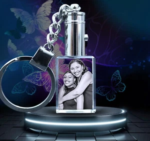 Personalised LED Keyring with Laser Engraved Pet Photo – Memorial or Pet Lovers - Picture 1 of 8