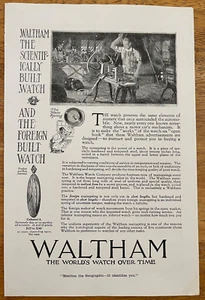 1919 Waltham Watches Mainspring Vintage Print Ad - Ephemera Full Page B&W - Bild 1 von 1