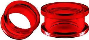 PAIR RUBY RED UV ACRYLIC SCREW ON EAR PLUGS GAUGES FLESH TUNNELS 12g 8g 6g 4g 2g - Picture 1 of 4