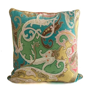 Pair of RYAN STUDIO LINEN 22" Paisley Designer Pillow & Down Feather Insert - Picture 1 of 9