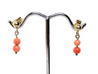 Coral Ball 9ct Gold Stud Dangle Vintage Earrings