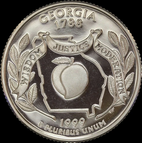 1999-S Georgia State Quarter Gem Proof Deep Cameo CN-Clad Coin "Beautiful" Cover