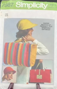 Simplicity 7987 1977 patrón de sombrero y bolsos sin cortar - Imagen 1 de 2