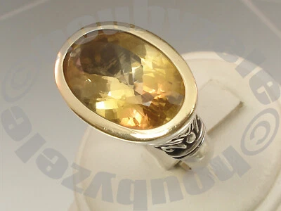 Anillo John Hardy Esterlina 18K Padi Ovalado Dorado Citrino Firma Talla 7.25 Foto 1 de 4