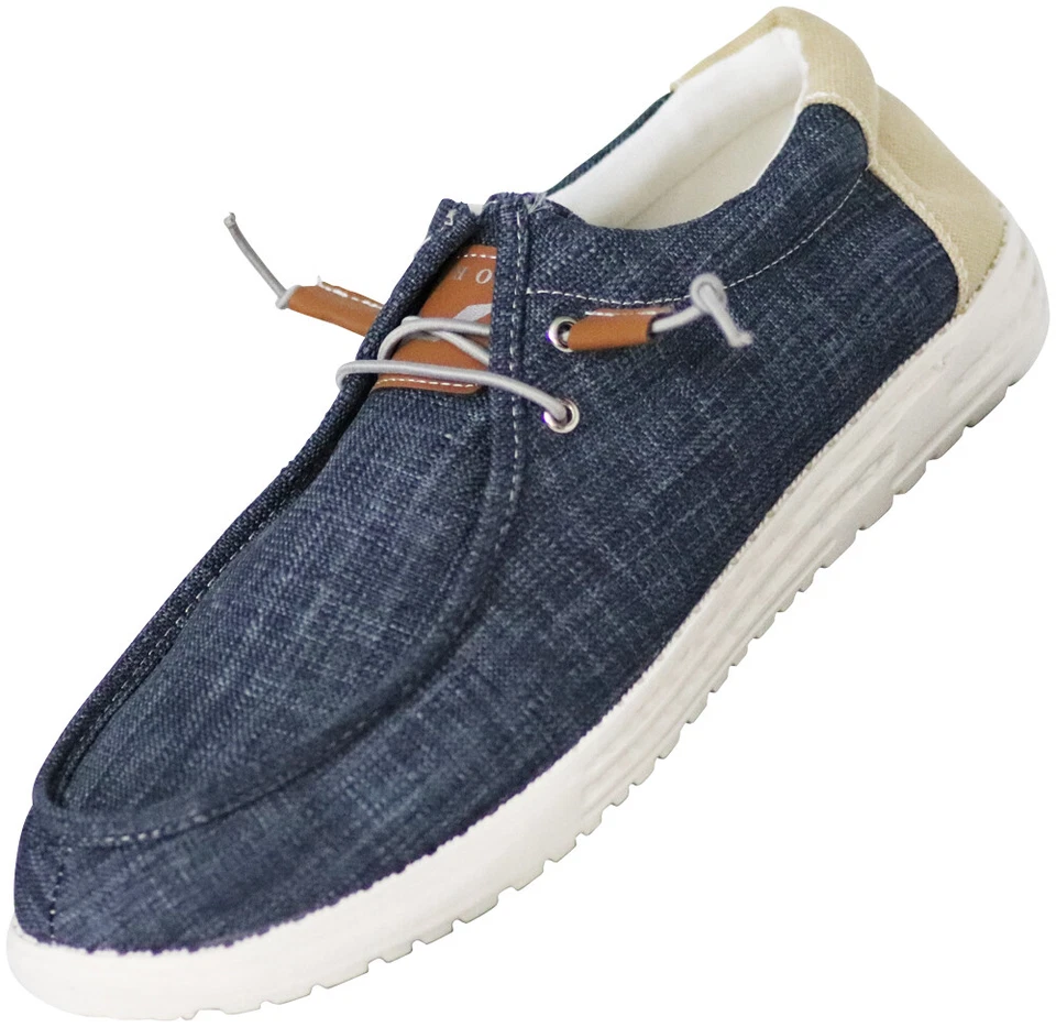 NORTY - Mens Slip On Lace Up Low Top Boat Loafer Comfortable & Lightweight Shoe - Image 1 of 1
