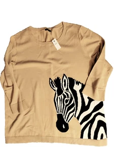 Talbots Damen Rundhals Pullover 3/4 Arm Zebra Design Gr. 2X NEU - Bild 1 von 5
