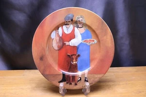 Guy Buffet TUSCAN STOREFRONTS Dessert Plate 8 " #3 Germany Couple with Pet Bull - Picture 1 of 5